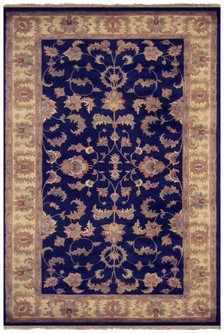100% Wool Blue Indo Persian Keshan Rug Design Handknotted in India with a 15mm pile Image 2