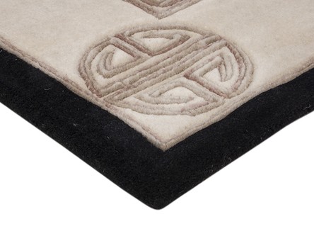 100% Wool Black Fu Shou Super Washed Rug Handknotted in India with a 18mm pile Image 3