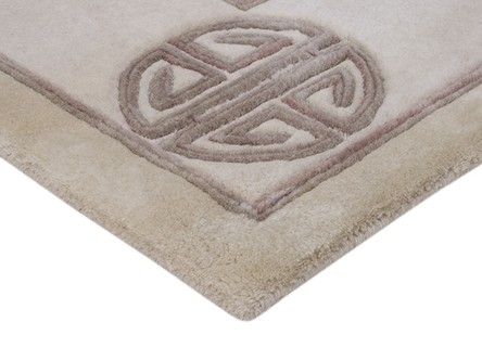 100% Wool Gold Fu Shou Super Washed Rug Handknotted in India with a 18mm pile Image 3