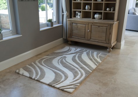 100% Wool Cream Laura Jade Indian Rug Design Handtufted in India with a 30mm pile