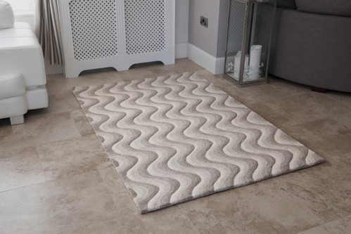 100% Wool Cream Laura Jade Indian Rug Design Handtufted in India with a 30mm pile