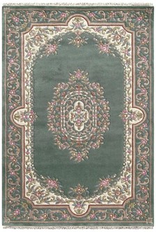 100% Wool Green Mahal Indian Rug Design Handknotted in India with a 20 mm pile Image 2