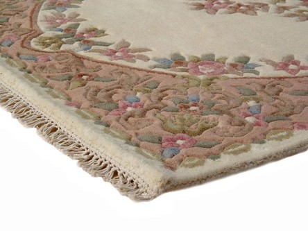 100% Wool Cream Mahal Indian Rug Design Handknotted in India with a 20 mm pile Image 3