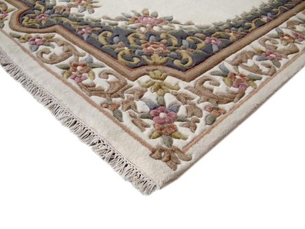 100% Wool Cream Mahal Indian Rug Design Handknotted in India with a 20 mm pile Image 3