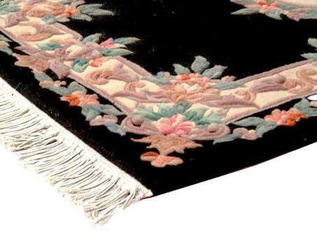 100% Wool Black Premier Superwashed Chinese Rug D.133 Handknotted in China with a 25mm pile Image 3