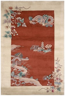 100% Wool Rust Handmade Chinese Rug Design in China with a 18mm pile