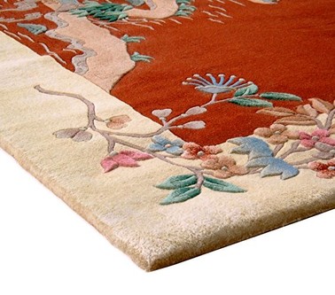 100% Wool Rust Premier Superwashed Chinese Rug Design Handknotted in China with a 25mm pile Image 3