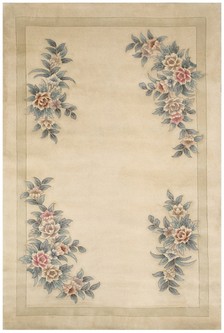 100% Wool Cream Handmade Chinese Rug Design in China with a 18mm pile