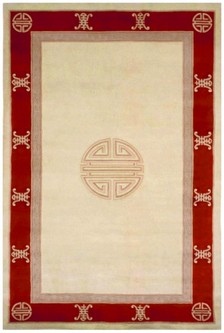 100% Wool Cream Handmade Chinese Rug Design in China with a 18mm pile