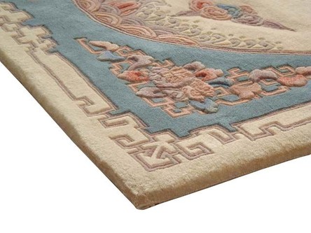 100% Wool Cream Premier Superwashed Chinese Rug Design Handknotted in China with a 25mm pile Image 3
