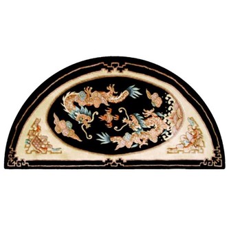 100% Wool Black Premier Superwashed Chinese Rug Design Handknotted in China with a 25mm pile Image 5