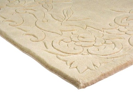 100% Wool Cream Plain Carved Chinese. Handknotted in China with a 20mm pile Image 3