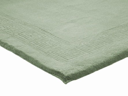 100% Wool Green Plain Carved Chinese. Handknotted in China with a 25mm pile Image 4