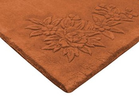 100% Wool Rust Plain Carved Chinese. Handknotted in China with a 25mm pile Image 3
