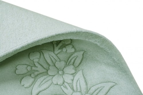 100% Wool Green Plain Carved Chinese. Handknotted in China with a 25mm pile Image 8