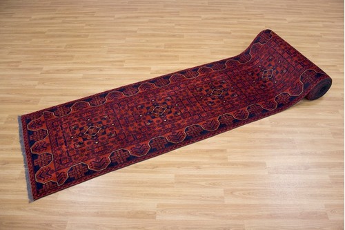 100% Wool Rust Afghan Kundoz Rug AKU056000 7.69 x .76 Handknotted in Afghanistan with a 8mm pile