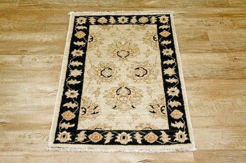 100% Wool Cream Afghan Veg Dye Rug AVE006029 92 x 61 Handknotted in Afghanistan with a 6mm pile