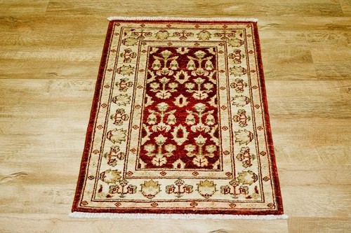 100% Wool Red Afghan Veg Dye Rug AVE006070 92 x 61 Handknotted in Afghanistan with a 6mm pile