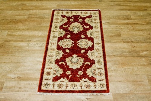 100% Wool Red Afghan Veg Dye Rug AVE007070 115 x 60 Handknotted in Afghanistan with a 6mm pile