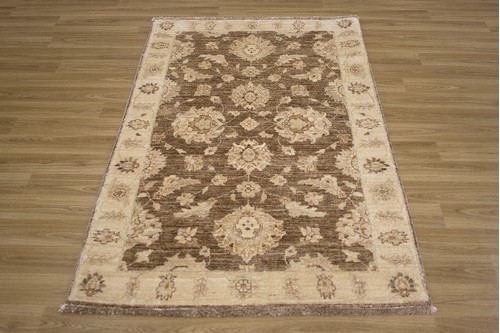 100% Wool Brown Afghan Veg Dye Rug AVE013053 1.56 x .95 Handknotted in Afghanistan with a 6mm pile