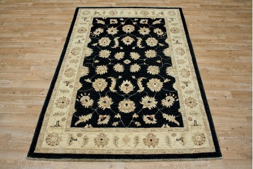 100% Wool Black Afghan Veg Dye Rug AVE018073 1.80 x 1.24 Handknotted in Afghanistan with a 6mm pile