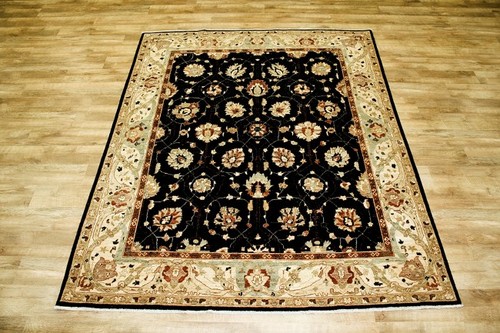 100% Wool Black Afghan Veg Dye Rug AVE025073 280 x 239 Handknotted in Afghanistan with a 6mm pile