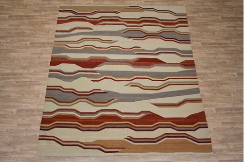 100% Wool Multi Afghan Veg Dyed Kelim AVK025000 3.02 x 2.44 Handknotted in Afghanistan with a 3mm pile