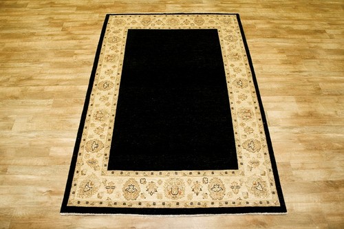 100% Wool Black Afghan Plain Veg Rug AVP022073 267 x 183 Handknotted in Afghanistan with a 6mm pile