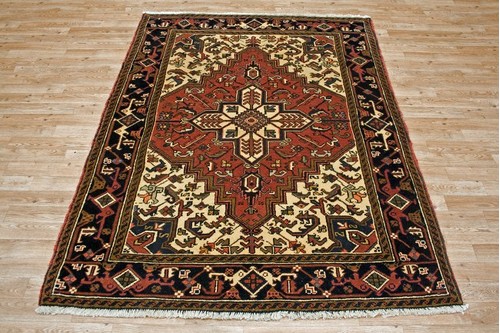 100% Wool Red Persian Heriz Rug HER019000 2.05 x 1.50 Handknotted in Iran with a 14mm pile