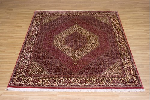 100% Wool Red Persian Bidjar Carpet PBD025FIN 3.04 x 2.54 Handknotted in Iran with a 16mm pile