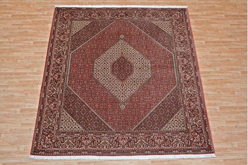 100% Wool Red Persian Bidjar Carpet PBD025M96 2.94 x 2.57 Handknotted in Iran with a 16mm pile