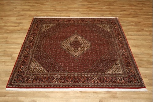 100% Wool Red Persian Bidjar Carpet PBD025M96 259 x 255 Handknotted in Iran with a 16mm pile