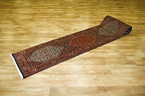 100% Wool Rust Persian Bidjar Carpet PBD048000 387 x 61 Handknotted in Iran with a 16mm pile