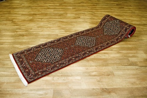 100% Wool Rust Persian Bidjar Carpet PBD049000 396 x 70 Handknotted in Iran with a 16mm pile