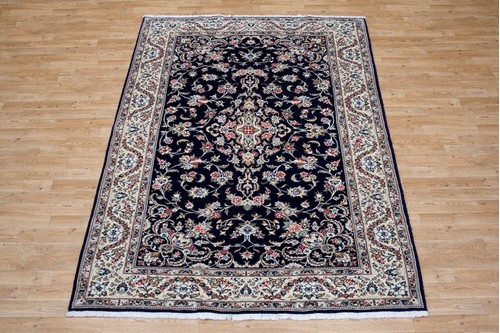 100% Wool Blue Persian Golbaft Rug PGO021046 2.41 x 1.70 Handknotted in Iran with a 17mm pile