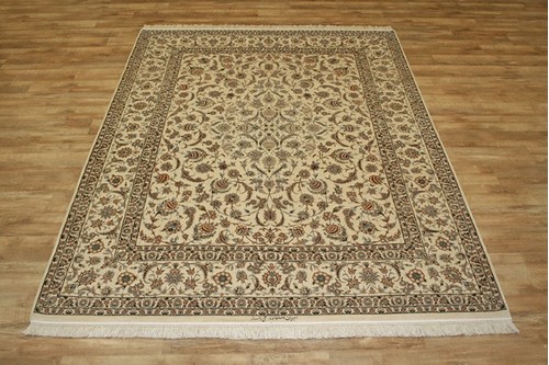 100% Wool Cream Persian Ipsphan Rug QIS025000 318 x 248 Handknotted in Iran with a 10mm pile