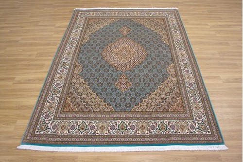 100% Wool Blue Persian Mahi Tabriz Rug PMT019087 2.12 x 1.50 Handknotted in Iran with a 12mm pile