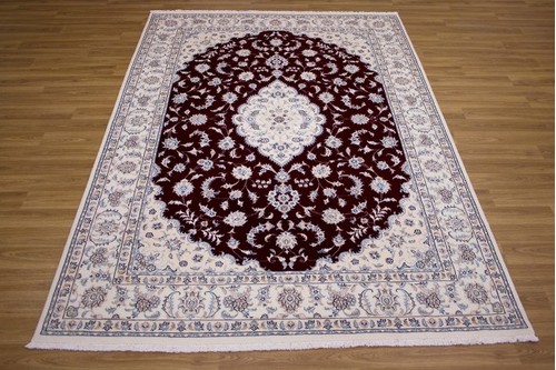 100% Wool Red Persian Nain Rug PNA021052 2.40 x 1.70 Handknotted in Iran with a 12mm pile