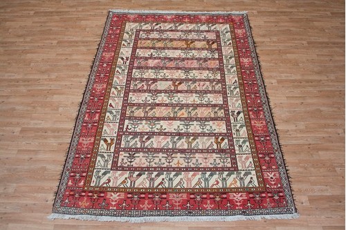 100% Wool Cream Persian Souzami Kelim Rug PSO023000 2.76 x 1.81 Handknotted in Iran with a 6mm pile