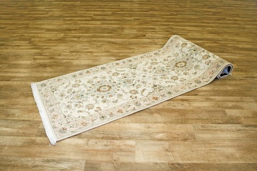 100% Wool Cream Persian Tabriz Rug PTA047FIN 325 x 89 Handknotted in Iran with a 10mm pile