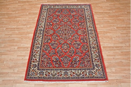 100% Wool Rust Persian Sarouk Rug SAR021000 2.64 x 1.65 Handknotted in Iran with a 16mm pile