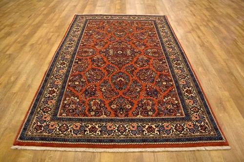 100% Wool Rust Persian Sarouk Rug SAR021000 251 x 158 Handknotted in Iran with a 16mm pile