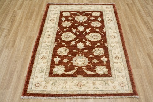 100% Wool Red Afghan Veg Dye Rug AVE013070 148 x 97 Handknotted in Afghanistan with a 6mm pile