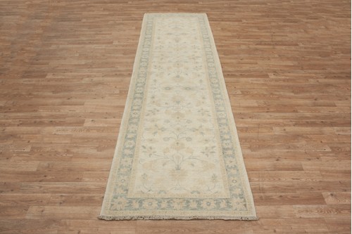 100% Wool Cream Afghan Veg Dye Rug AVE047071 2.99 x .81 Handknotted in Afghanistan with a 6mm pile