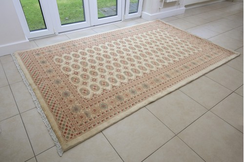 100% Wool Cream Fine Pakistan Bokhara Rug Design Handknotted in Pakistan with a 10mm pile