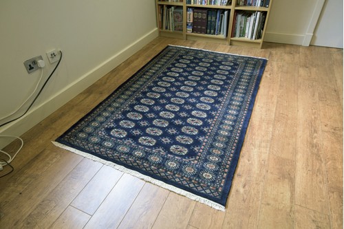 100% Wool Blue Fine Pakistan Bokhara Rug Design Handknotted in Pakistan with a 10mm pile