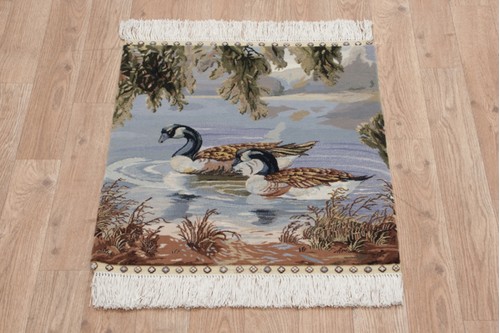 100% Silk Multi Zhenping Silk Picture Rug CFS003PIC 56x50 Handknotted in China with a 3mm pile
