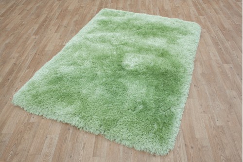 100% Polyester Green Shaggy Rug Design Handmade in China with a 45mm pile