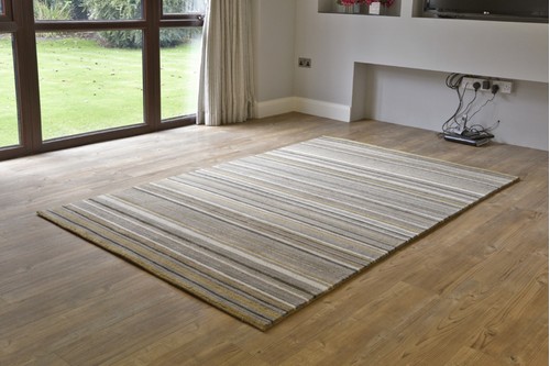 100% Wool Multi Ella Claire Stripes Handknotted in India with a 15mm pile