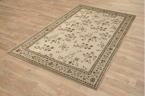 100% Wool Cream Kashimar Woven Rug Design Machine Woven in Egypt with a 12mm pile